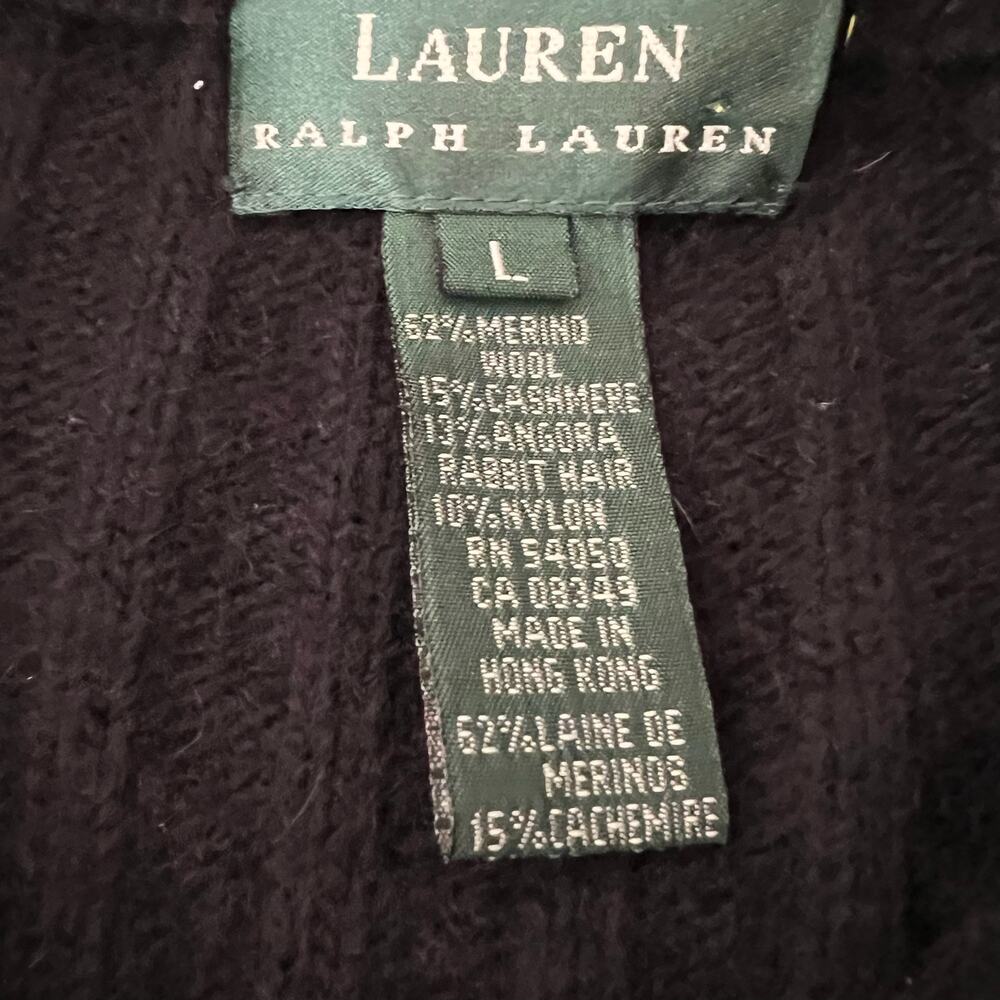 Lauren Ralph Lauren Ribbed Cashmere Angora Ribbed Duster Long Cardigan Black L - Picture 9 of 9
